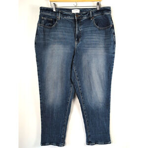 Lane Bryant Boyfriend Jeans Women Plus 16 Mid Rise Stretch Denim Blue Tapered